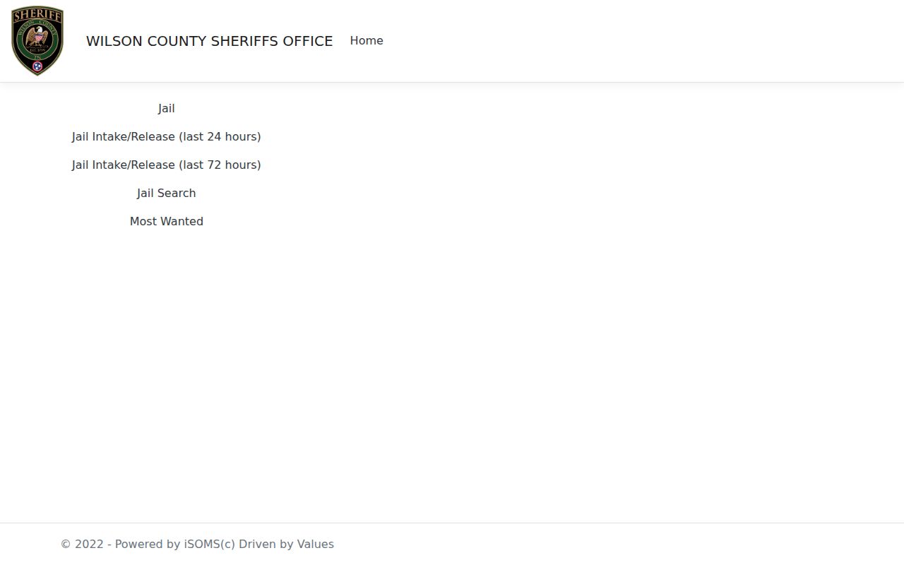 Wilson County warrant records reference showing the WCSO public portal navigation