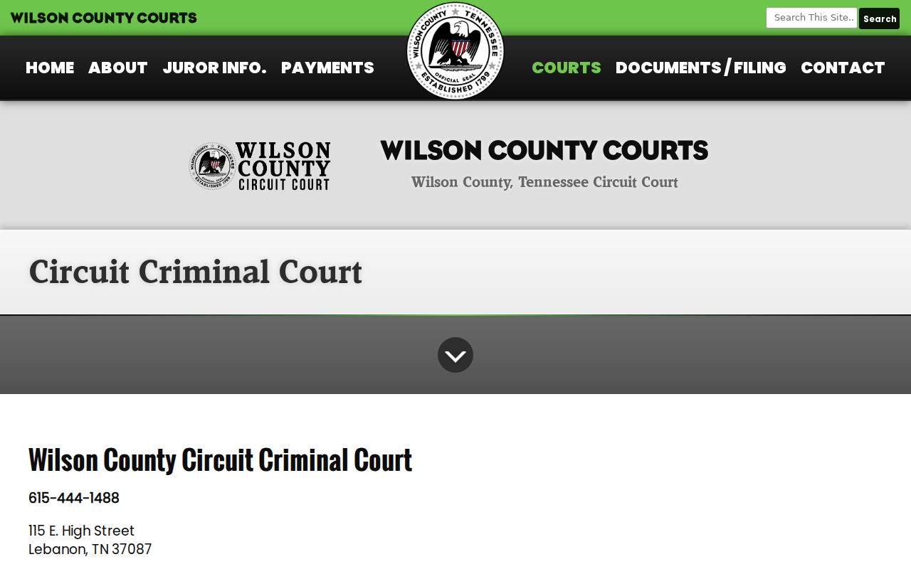 Wilson County arrest warrant reference to Circuit Criminal Court