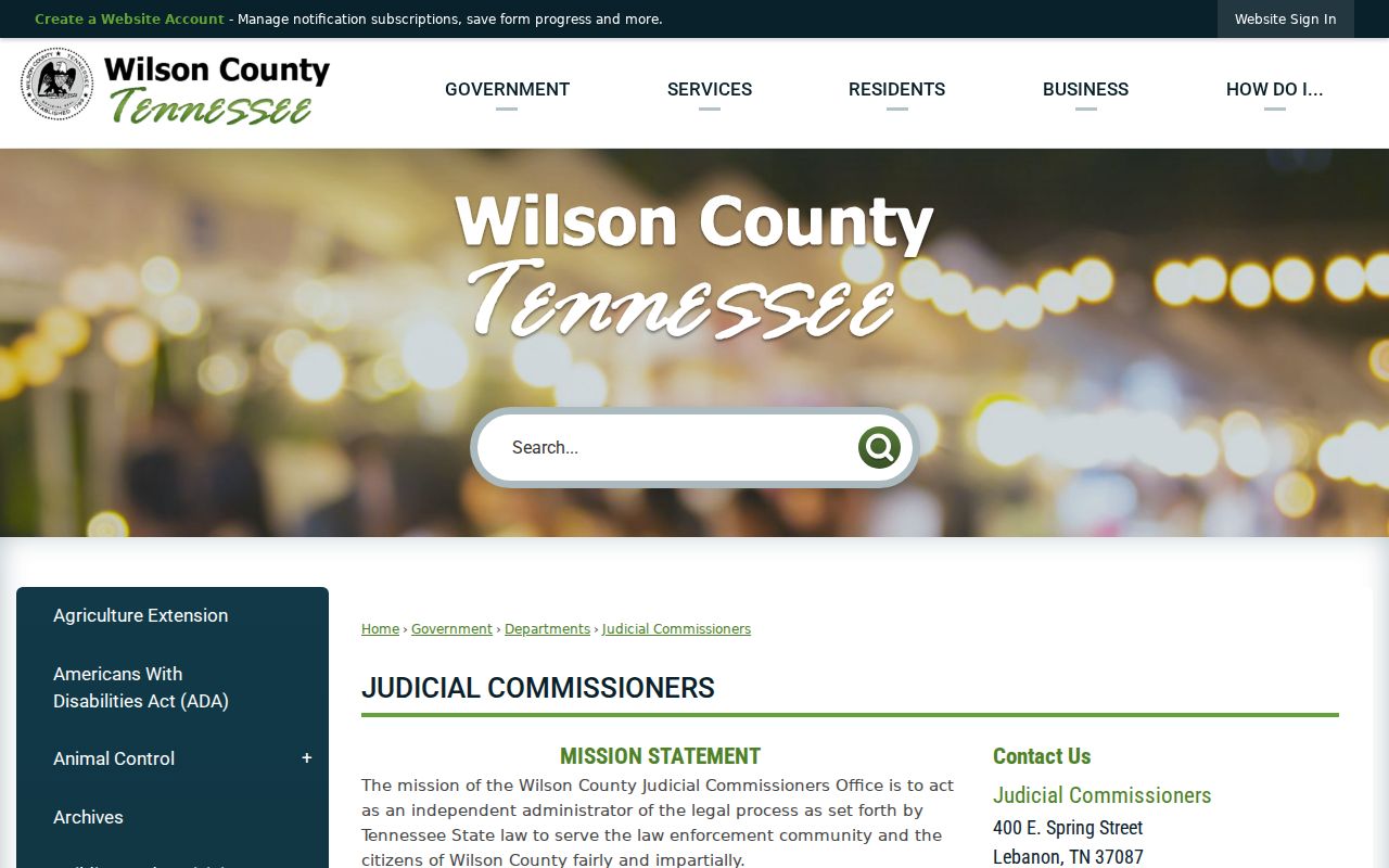 Wilson County arrest warrant process reference for Judicial Commissioners