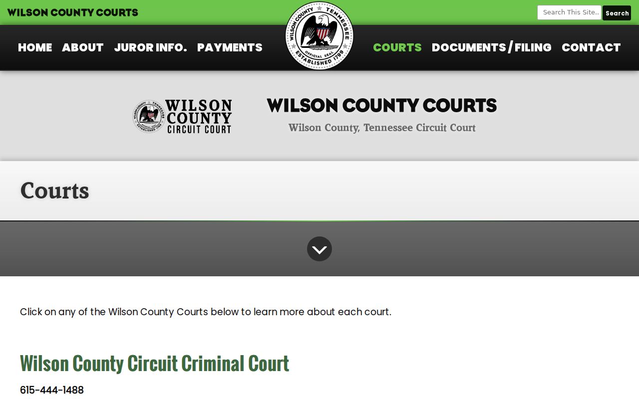 Wilson County arrest warrant reference showing the court directory