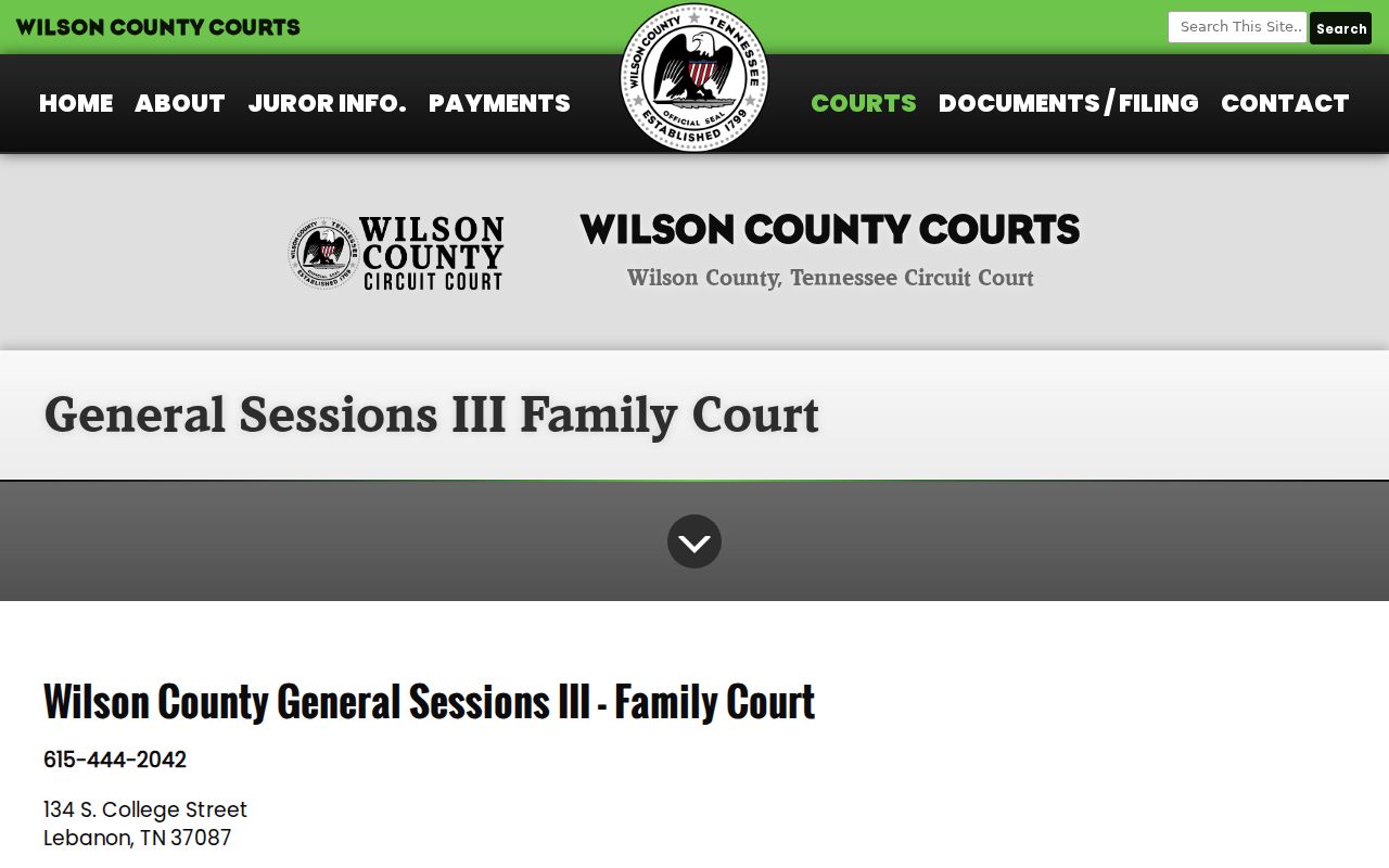 Wilson County bench warrant route reference for General Sessions Court